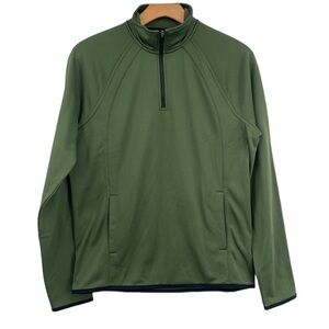 Lands' End‎ Sport Sweatshirt Mens Medium Olive Green Long Sleeve Quarter Zip